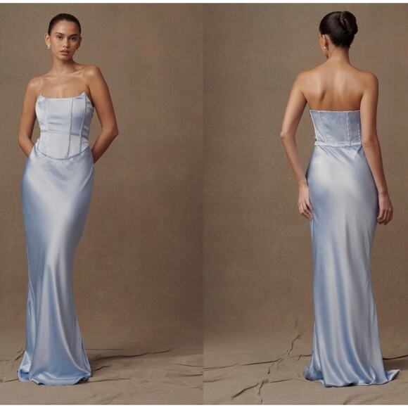 Meshki Dresses & Skirts - NEW NWT Meshki Harlow Satin Strapless Maxi Dress 
Cornflower Blue Medium